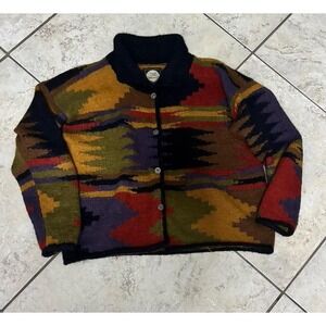 Planet Earth handmade Aztec patterned cardigan size small